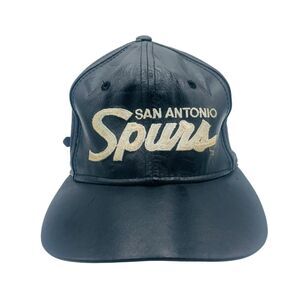 Vintage Sports Specialties Black Leather NBA San Antonio Spurs Hat Script